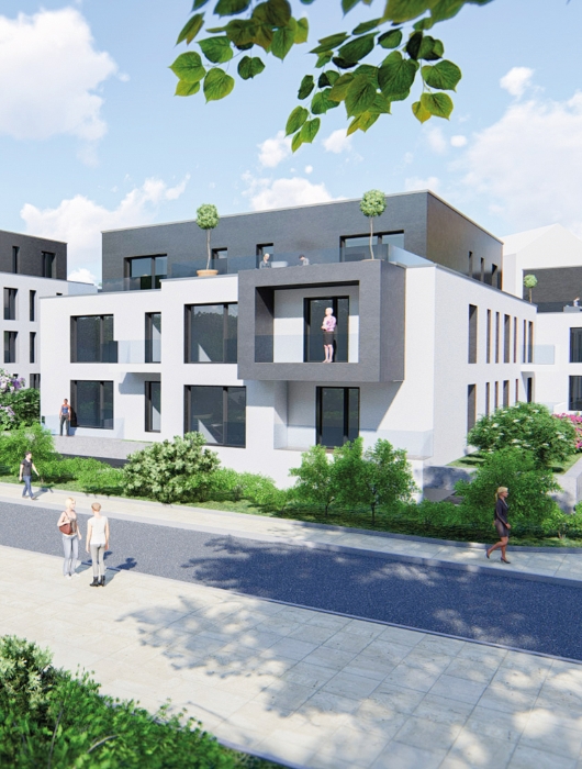 Außenansicht der zukünftigen neuen Wohnungen im Elb-Viertel